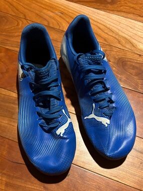 Puma Kids Royal Blue Soccer Cleats with White Logo